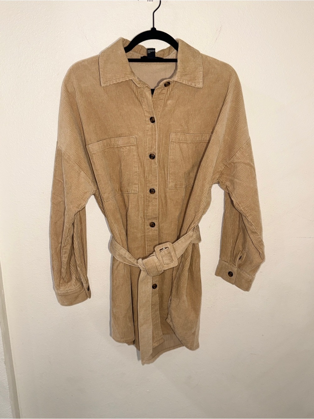 Oversized Shirt Dress corduroy - Tan by forever 21